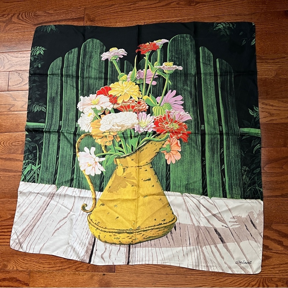 Vintage- BOB TIMBERLAKE "ZINNIAS" Silk Scarf Sz 34”x34”